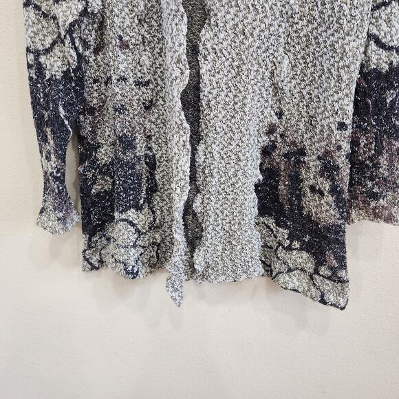 Yest Printed Cardigan Sweater Long Sleeve Open Front Metallic Gray Multi Size XL - Picture 5 of 10